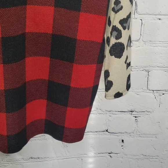 A.gain Multicolor Plaid and Leopard Print Long Duster Cardigan Size 3x - Picture 4 of 9